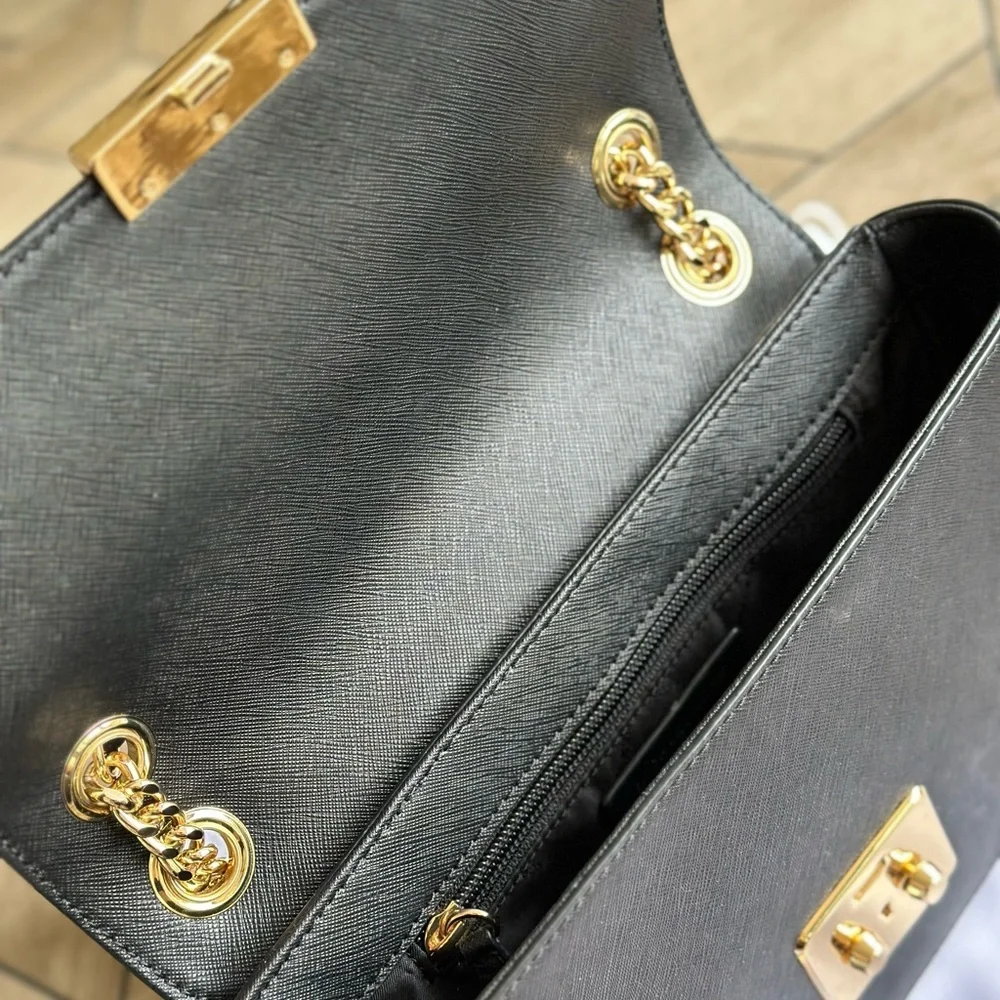 Michael Kors Black Crossbody Bag with Gold Chain